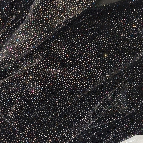 NWT AQUA Bloomingdale's Sparkle Velvet Ruffle Wrap Party Dress Black Medium - Picture 5 of 8